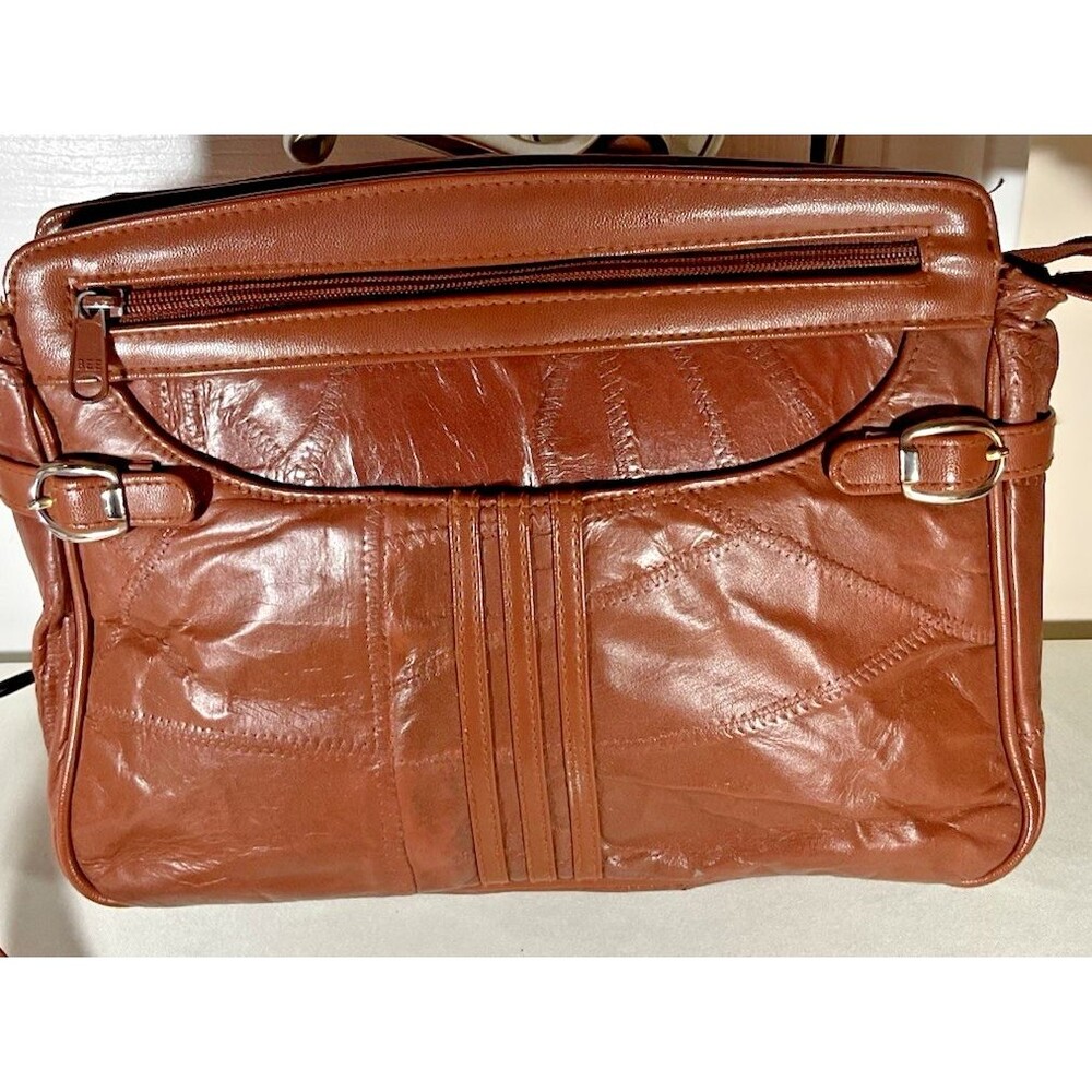 Brown Soft Faux Leather Multi-Compartment Shoulder / Crossbody Handbag Y2K Nice